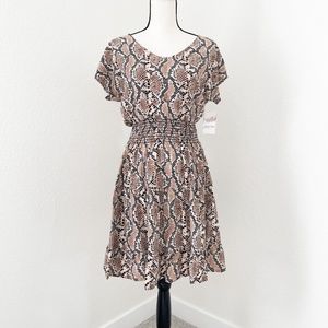 Snake Print Knee Length Dress